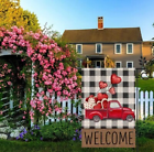 Happy Valentines Day Garden Flag 12×18 Inch Double Sided Red Truck Heart