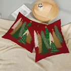 2pcs Christmas Pillow Covers 18x18in - Red Tree Decor Throw Pillow for Sofa