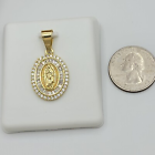 14K Gold Plated Our Lady of Guadalupe Crystal Medal Necklace Virgen Guadalupe