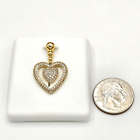 14K Gold Plated Crystal Icy CZ LOVE HEART Pendant & Chain Necklace