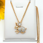 18K Gold Plated Clear Crystals Rabbit Bunny Pendant Chain Necklace Jewelry Gift