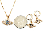 18K Gold Plated Blue Crystals Evil Eye Set Pendant Chain Earrings Jewelry Gift