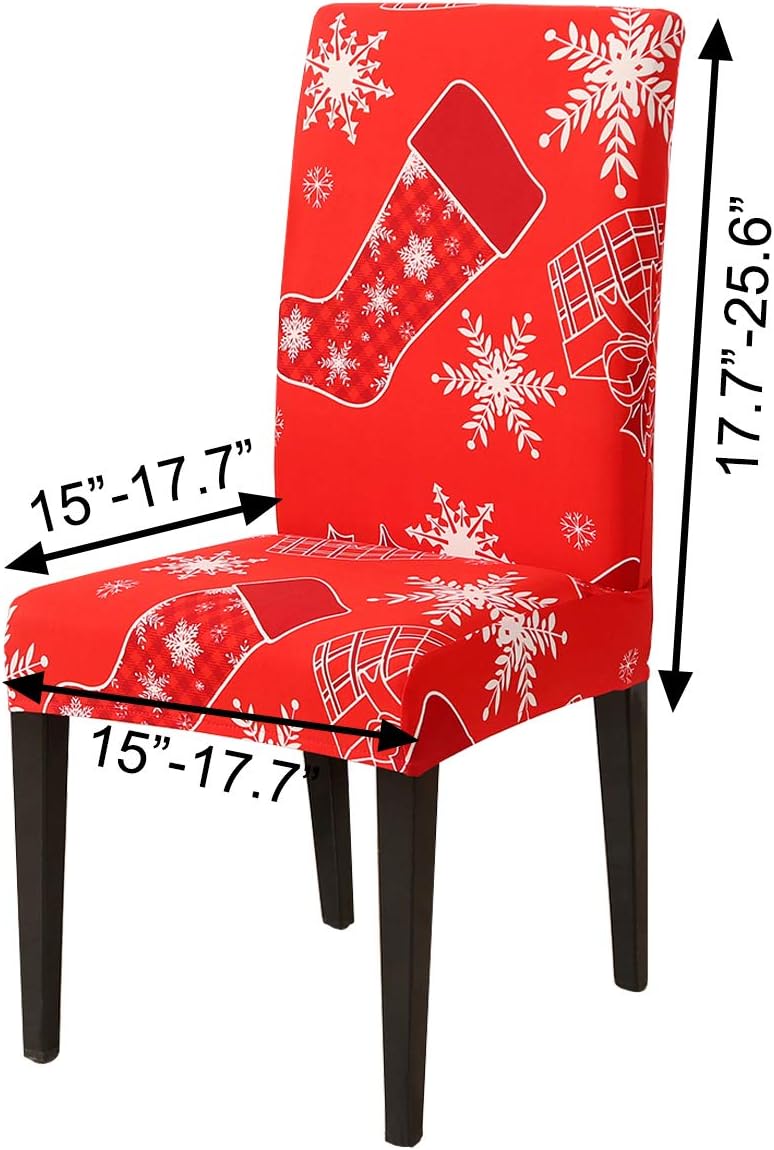 4PCS Stretch Removable Washable Dining Room Chair Protector Slipcovers Christmas Decoration/Home Decor Dining Room Seat Cover