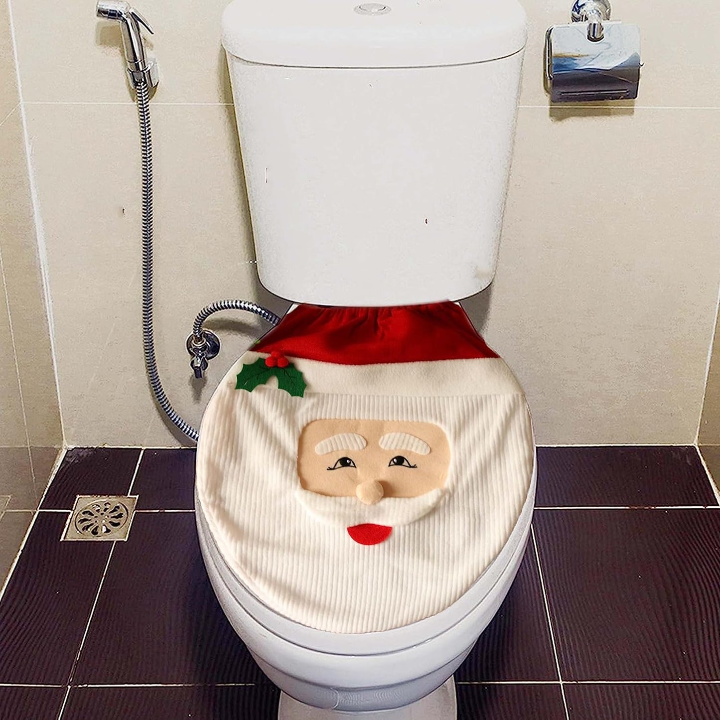 Christmas Santa Claus Toilet Seat Cover, Bath Bathroom Home Decoration Smile Santa Claus Toilet Seat Cover Decors