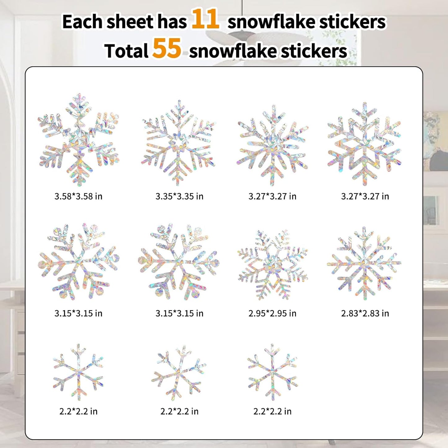 55 Pieces Christmas Winter Decorations Window Stickers Snowflakes