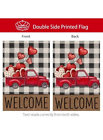 Happy Valentines Day Garden Flag 12×18 Inch Double Sided Red Truck Heart