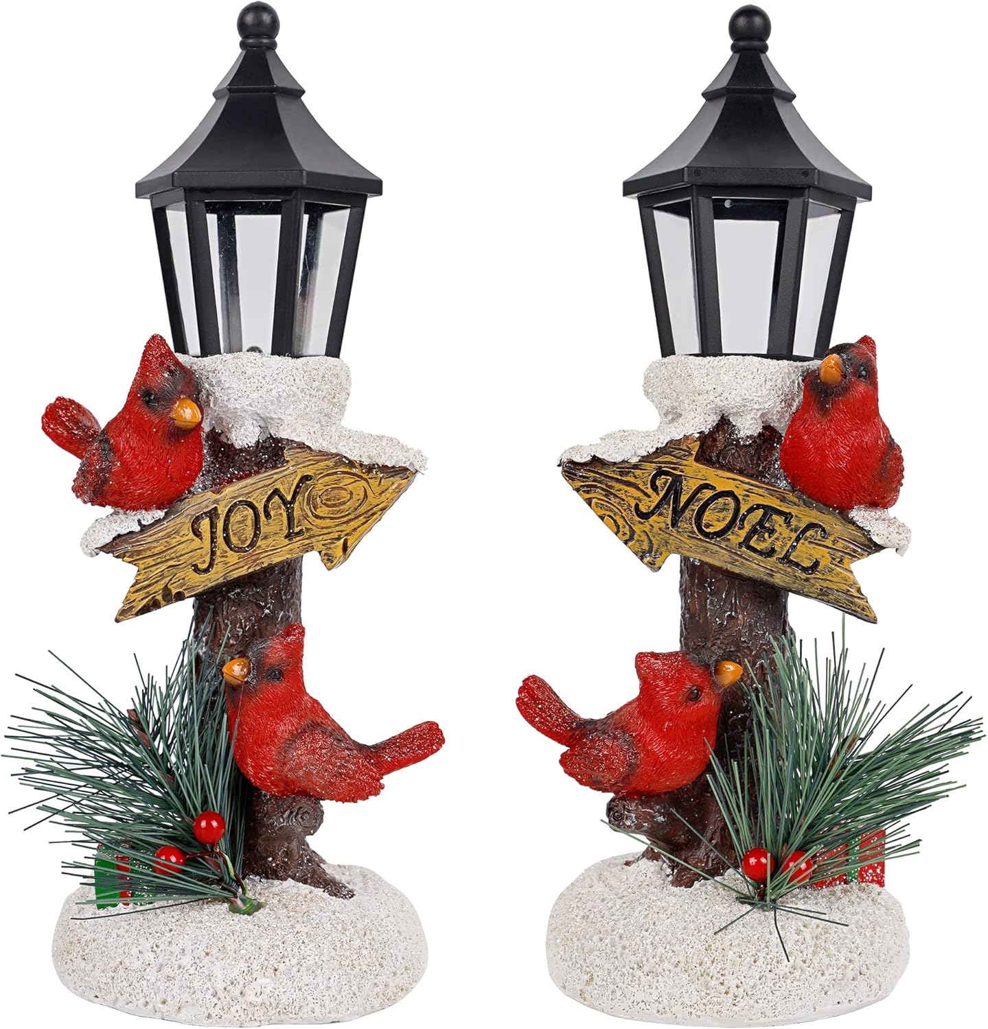 2 Pack Christmas Lighted Table Decorations, Tabletop Figurine, Battery Operated (Red Cardinal)