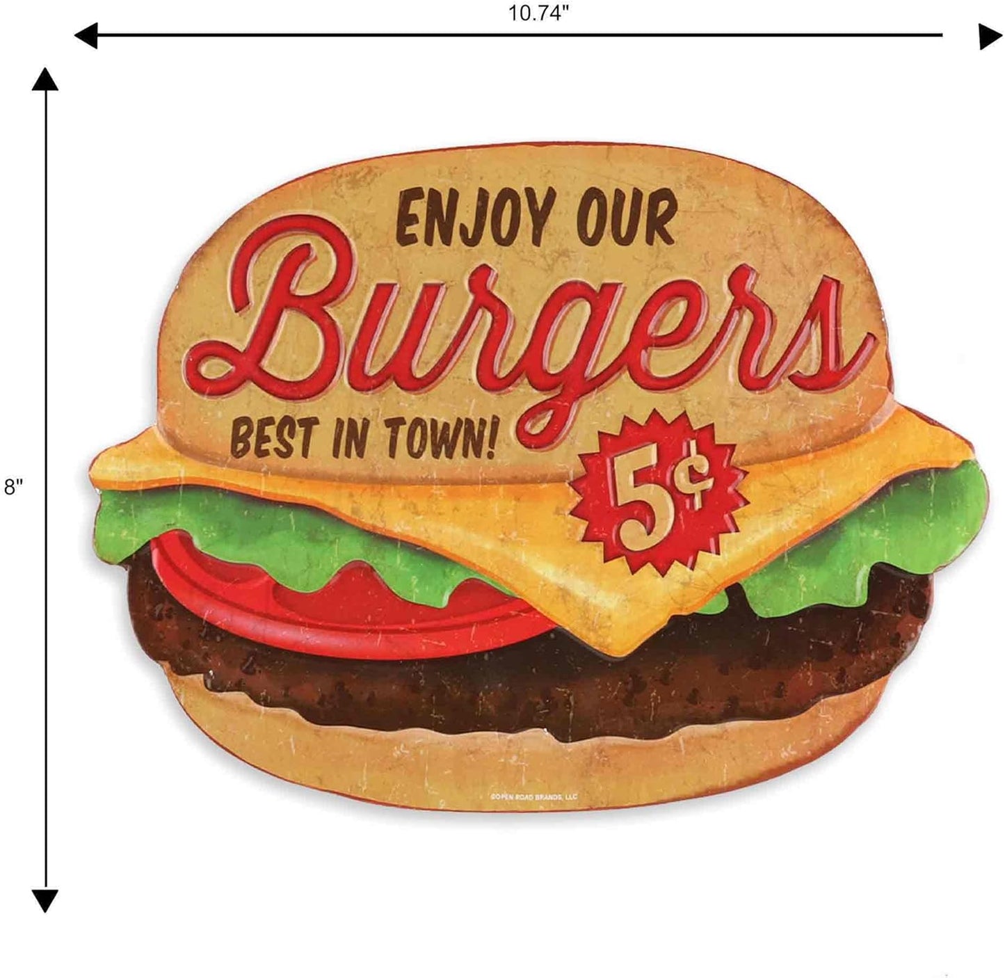 Enjoy Our Burgers Embossed Metal Sign