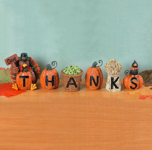 "Give Thanks" Thanksgiving Blocks, Home Decor, 6 Pieces, Fall Decorations