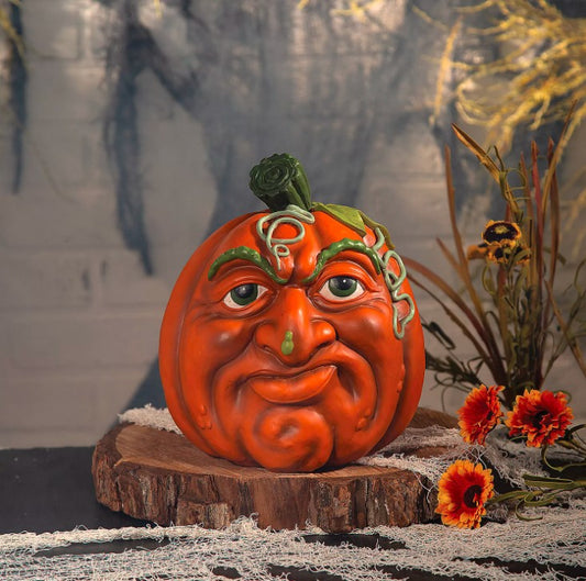 Expressive Pumpkin Frown Resin Fall Decoration, Halloween, Home Decor, 1 Piece