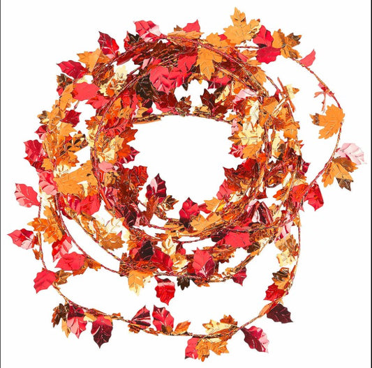 11FT Fall Leaves Foil Garland, Thanksgiving Table Centerpiece Home Decor