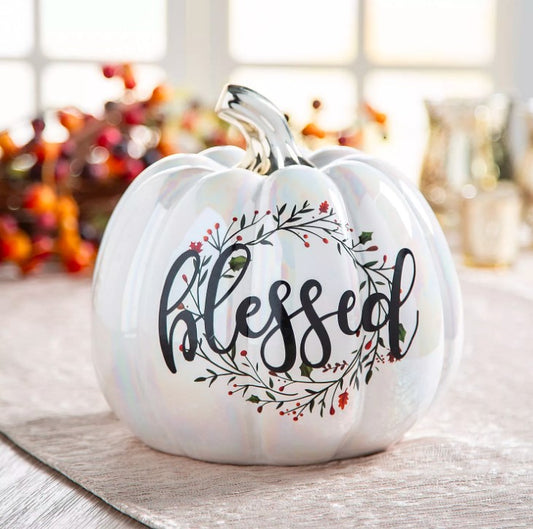 Ceramic Blessed Pumpkin  Fall, Home Decor Figurine Gift, 1 Piece