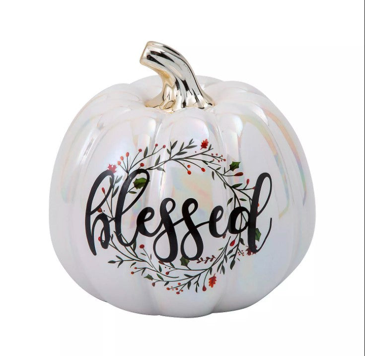 Ceramic Blessed Pumpkin  Fall, Home Decor Figurine Gift, 1 Piece