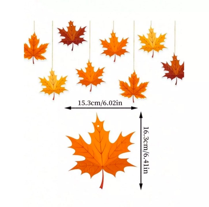 8pcs Autumn Maple Leaf Hanging Ornaments, Fall Birthday & Thanksgiving Party Decor