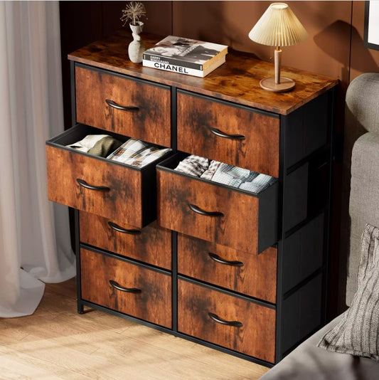 8 Drawers Dresser for Bedroom Chest Organizer Storage Tower with Fabric Bins