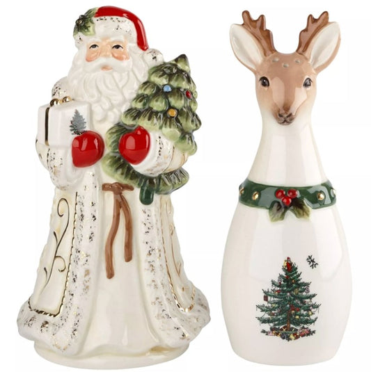 Christmas Tree Santa & Reindeer Salt & Pepper Set