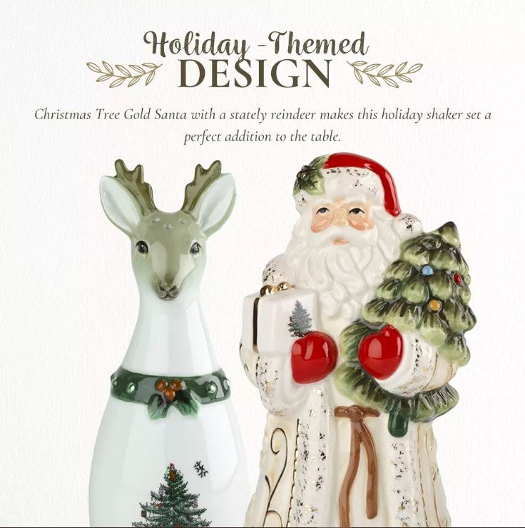 Christmas Tree Santa & Reindeer Salt & Pepper Set