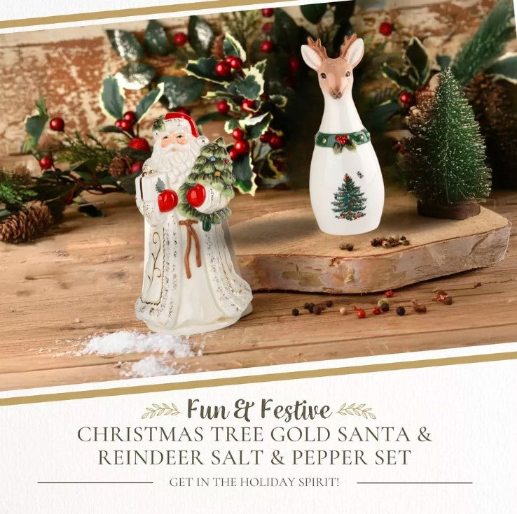 Christmas Tree Santa & Reindeer Salt & Pepper Set