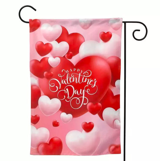 Happy Valentines Day Garden Flag 12.5"X18" Double Sided Hearts