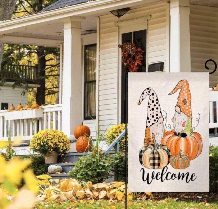 Checkered Pumpkins Autumn Garden Flag Primitive Fall 12.5" x 18" Briarwood Lane