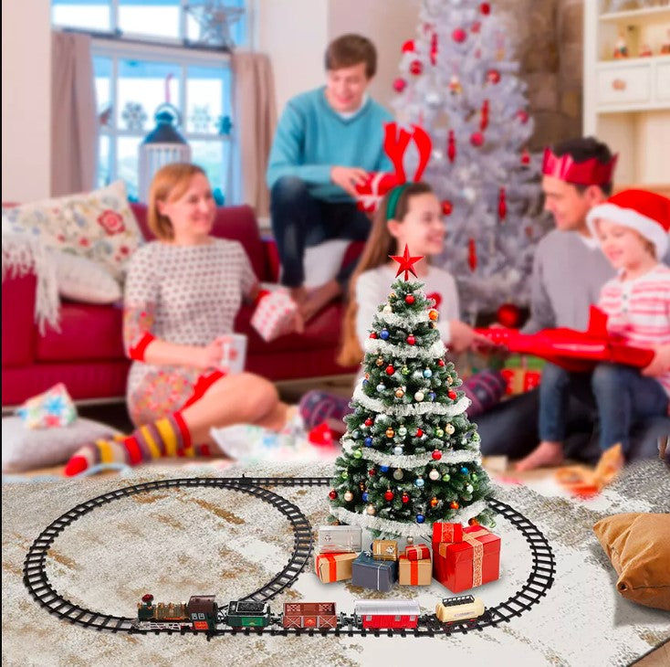 Premium Electric Christmas Train Tracks Set w/ Lights Sound Kids Toy Around Tree