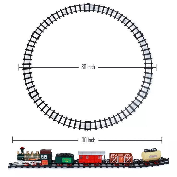 Premium Electric Christmas Train Tracks Set w/ Lights Sound Kids Toy Around Tree