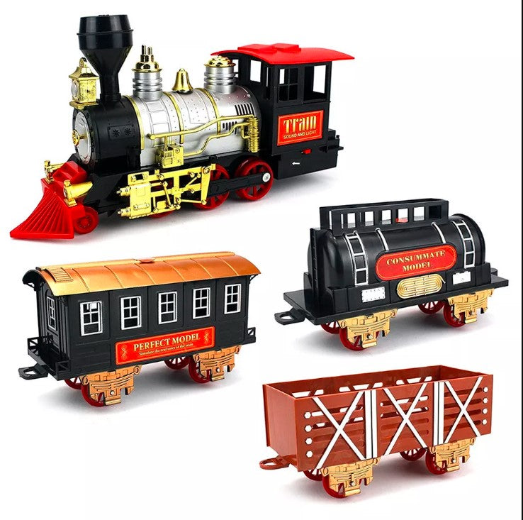 Large Electric Christmas Train Tracks Set Lights Sound Smoke Kids Toy Tree Decor